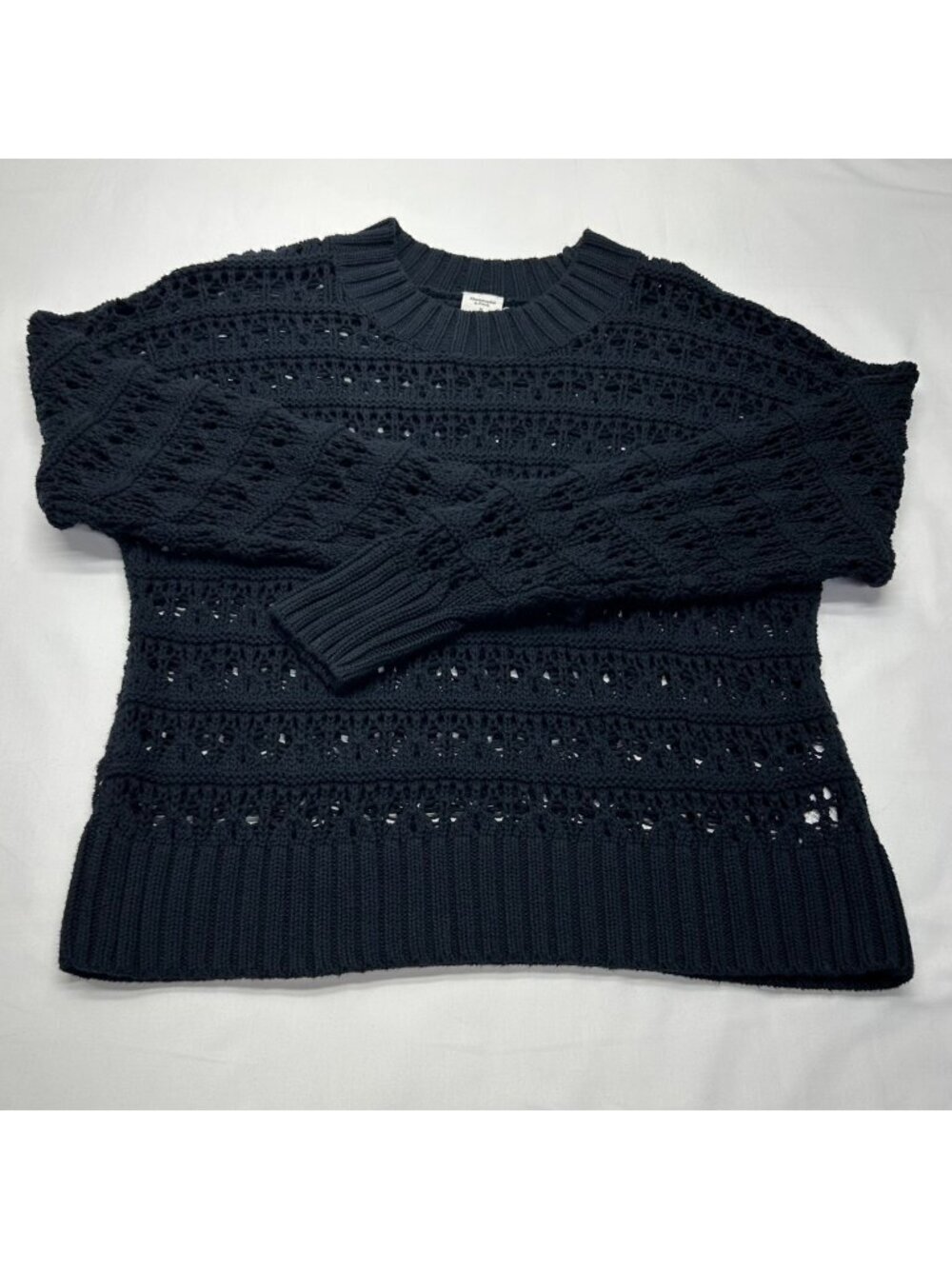 Abercrombie & Fitch Navy Open Knit Cropped Sweater Women's M